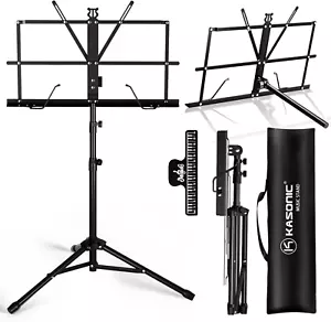 Music Stand, 2 in 1 Dual-Use Folding Sheet Music Stand & Desktop Book Stand, Por - Picture 1 of 7