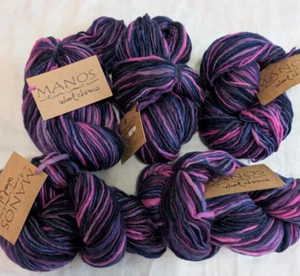 5 Knäuel Manos de Uruguay Wolle Clasica Strickgarn Wolle lila rosa 3,5 oz ea - Bild 1 von 6