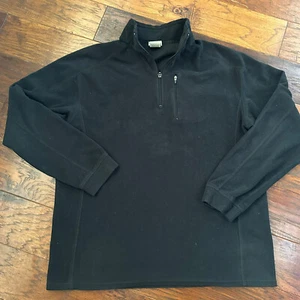 Lands’ End Men’s 1/4 Zip Fleece Jacket Size Large Tall Long Sleeve Black - Picture 1 of 3