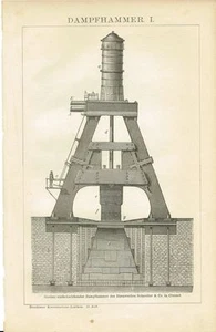 Tafel DAMPFHAMMER / MASCHINENHAMMER Original-Holzstich 1894 - Picture 1 of 1