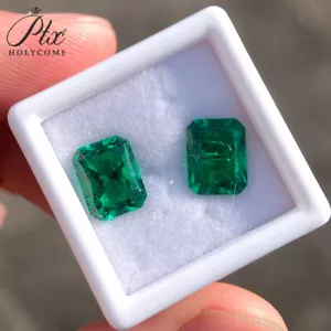AGL Certified Lab Created Columbia Emerald Radiant Cut Loose Gemstone 0.8 ~ 3Ct - Picture 1 of 15