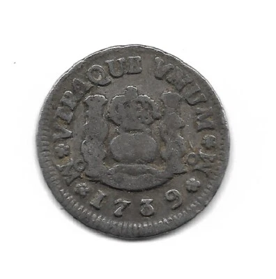 Mexico Colonial Pillars Silver 1/2 Real 1739 M.F Phillipus V - Image 1 of 2