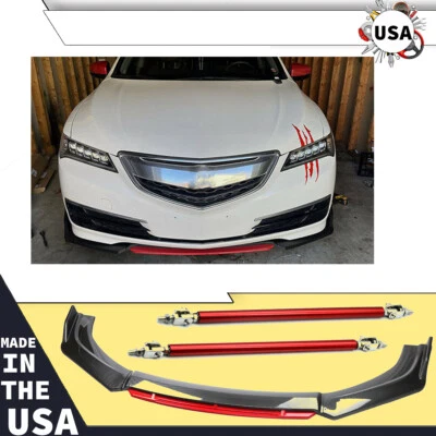 Front Bumper Lip/ Splitter Spoiler Body Kit Carbon Fiber Rods For 2013-on Acura Foto 1 de 4