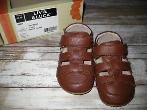 Livie and Luca Boys 12 18 Months Light Brown Andy Smooth Leather Sandals