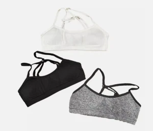 Hanes Girls' 2 + 1 Bonus Pack Seamless Bra - Black/white/Gray XL - (Thin Straps) - Picture 1 of 5