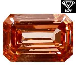 IGI Certified Fancy Brownish Pink CVD Diamond 1.29 ct Emerald Cut (8 x 5 mm) VS2 - Picture 1 of 3