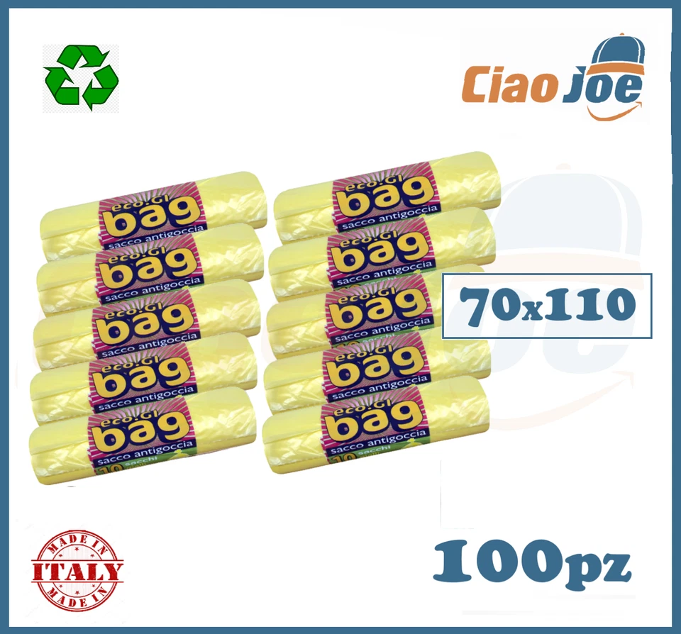 CIAO JOE Sacchi Raccolta Differenziata GIALLI buste immondizia 70x110 resistenti 100 pz