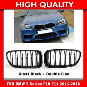 For 2010-16 BMW F10 M5 style 535i 550i 528i Front Hood Kidney Grille Gloss Black - Picture 1 of 14