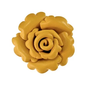 Enchanted Colorful Yellow Rose Blossom Genuine Leather Brooch or Pin - Picture 1 of 7