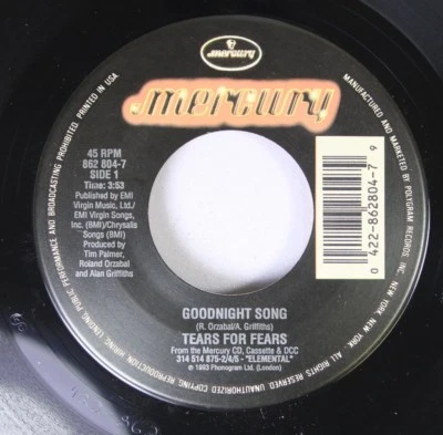 Pop Rock Unplayed 45 Tears For Fears - Goodnight Song / New Star On Mercury - Image 1 of 2