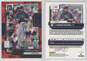 2022 Panini Donruss Optic Red Cracked Ice Prizm /7 Corbin Burnes #182