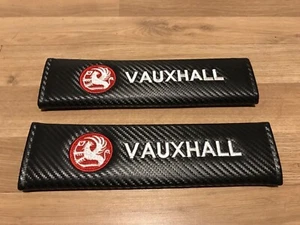 A PAIR Carbon Fibre Effect Racing Style Seat Belt Shoulder Pads VAUXHALL - Picture 1 of 4