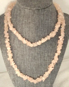 Collar de cuentas vintage de cuarzo rosa 35" 90 gramos - Imagen 1 de 8