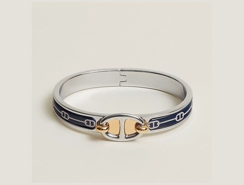 HERMÈS Hermes Mini Click Lampadario Bracciale Pietra Blu Nero Argento 81386635