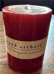 Pier 1 Imports. Island Orchard Pillar Candle. 3"x 4". Scented Textured Colonnade - Picture 1 of 6