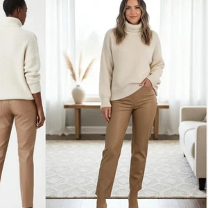Neu mit Etikett Spanx lederähnliches gerades Bein Luxe Toffee minimalistische Hose zum Überziehen XL - Bild 1 von 10