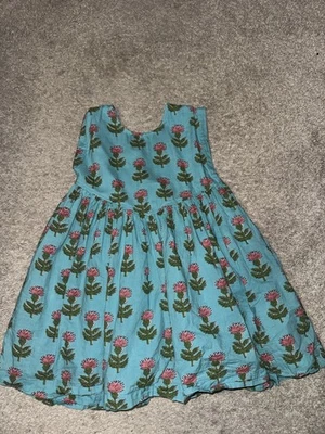 Vestido Rosa Pollo Niñas 6 Azul Rosa Rosas Flor Lazo Jóvenes Niños Foto 1 de 3