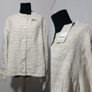 Poetry 100% Linen Jacket with Beige Stripes NWT US14/UK16/D44 - Picture 1 of 20