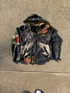 Y2K Women’s Christian Audigier Hoodie Size L (Fits tight more like size M) - Picture 1 of 4