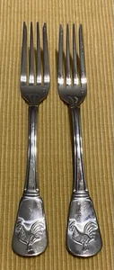 Cuisinart Stainless ELITE ROOSTER 7 1/4" Salad Forks Set of 2 b - Imagen 1 de 5