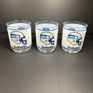 Vintage Lot of 3 Mobil NFL Football Seattle Seahawks Drinking Glass Cups - Picture 1 of 11