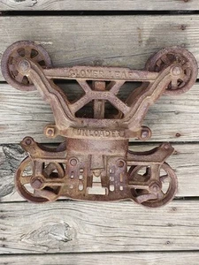 Antique Clover Leaf Unloader 1903 HayTrolley Carrier Cast Iron  6X13X15 WIDE   - Picture 1 of 23
