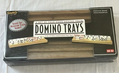 Fundex Domino Trays Set of 4 Solid Wood Game Accessory BRAND NEW Factory Sealed - Image 1 of 4