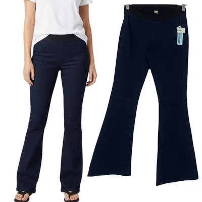 Leggings antiguos azul marino acampanados lavado oscuro cómodos cintura elástica pantalones de mezclilla para mujer talla 0 Foto 1 de 4