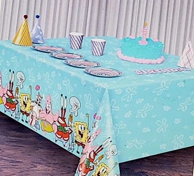 Spongebob Squarepants Plastic Tablecloth Table Cover 54x84 For  Parties New  - Image 1 of 4