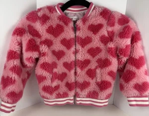 Chaqueta Design History Niñas Piel Sintética Cremallera Completa Rosa Rojo Corazones Forrada Talla 5 - Imagen 1 de 7