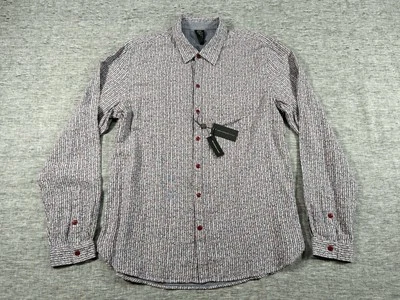 Camisa John Varvatos Star EE. UU. Para Hombres Grande Floral Rayas Botones Reversibles Preppy Foto 1 de 4