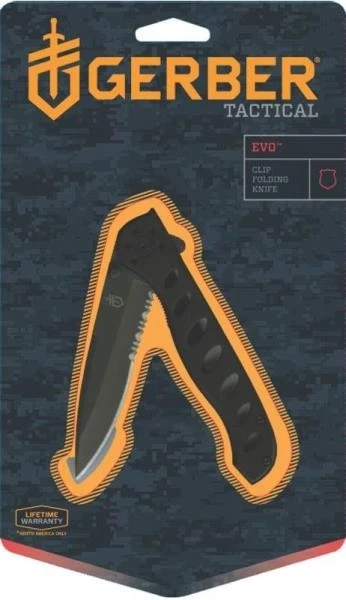 Gerber Tactical Black 1432 EVO Titanium Coated Serrated Folding Knife 22-41432