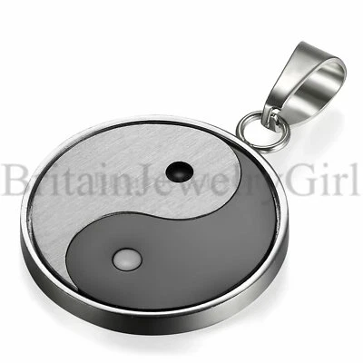 Collar de cadena colgante vintage de acero inoxidable de 22" Tai Chi Bagua Yin Yang para hombre Foto 1 de 4