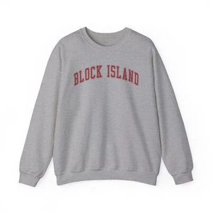 Block Island Sweatshirt Gifts Crew Neck Shirt Long Men - Picture 1 of 8