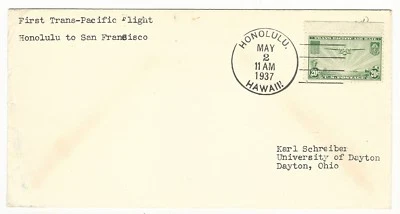 Usa: 1937; First Transpacific flight, Honolulu to San Francisco, EBN128 - Image 1 of 2