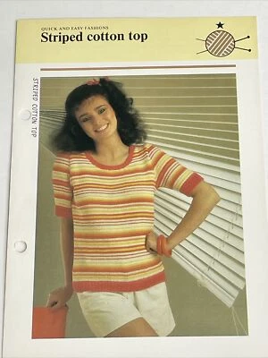 Striped Cotton Top Women's Knitting Pattern - Image 1 of 4