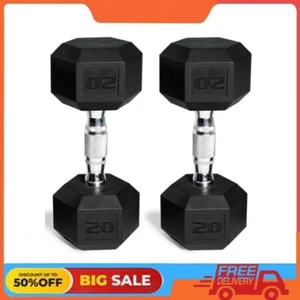 CAP Barbell, 20lb Coated Rubber Hex Dumbbell, Pair - Picture 1 of 6
