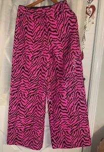 Nasty Gal Premium Tailored Zebra Sequin Wide Leg Trouser Black HOT-PINK Sz 12 - Picture 1 of 10