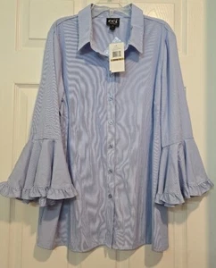 ECI Damen-Shirt mit Rüschen und Glockenärmeln Größe 14 neu mit Etikett - Bild 1 von 11
