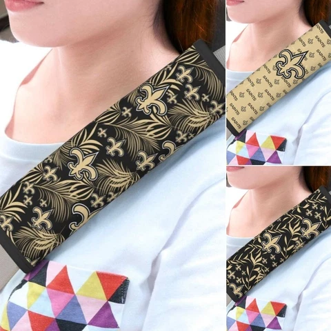 2pcs New Orleans Saints Car Seat Belt Pad Shoulder Pad Cover Comfortable Driving Cover
