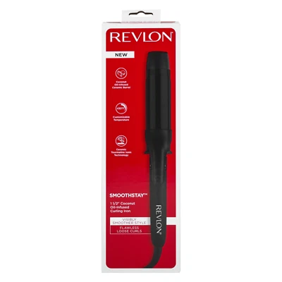 Revlon Smoothstay Coconut Oil Infused Curling Iron 1 1/2" Ceramic Barrel NEW - Image 1 of 4