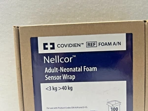 BOX OF 100 COVIDIEN NELLCOR ADULT-NEONATAL FOAM SENSOR WRAP FOAM A/N 3KG - 40KG - Bild 1 von 2