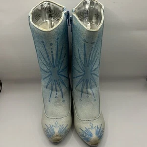 Elsa Boots Costume Shoes Toddler Disney Store Frozen Glitter zip 7/8 dress up - Picture 1 of 8