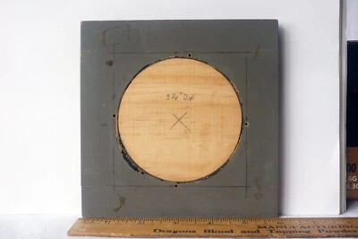 Original Grey Burke & James 6 x 6" Wooden Lens Board 94.5mm Hole Rare Find - Image 1 of 4