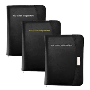 Personalised Text Faux Leather A5 Zipped Conference Folder with Calculator & Pad - Picture 1 of 14