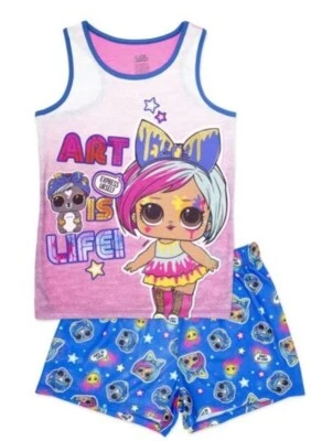 Conjunto de pijama sin mangas y pantalones cortos LOL SORPRESA para niñas - talla 7/8 Foto 1 de 2