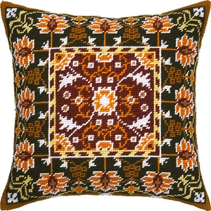 DIY Needlepoint/Tapestry Pillow Kit "Little Flowers Pattern" 16x16 in / 40x40 cm - Picture 1 of 5