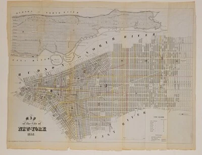 Attractive antique Map of the City of New York 1853 Valentine pre-Central Park - Image 1 of 4