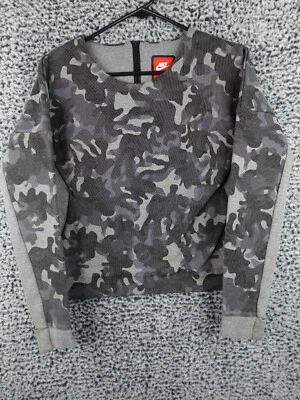 Sudadera Nike Tech negra y gris camuflada cuello redondo con cremallera trasera - talla s Foto 1 de 4