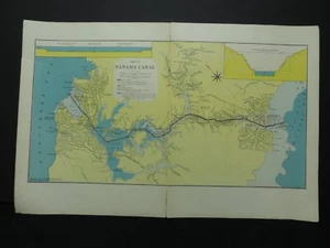 1909 PANAMA CANAL Map Hammond 20.5" x 13.5" - Picture 1 of 2